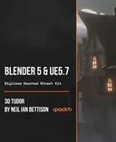 Cover image for Blender 5 & UE5.7 - Stylized Haunted Street Kit